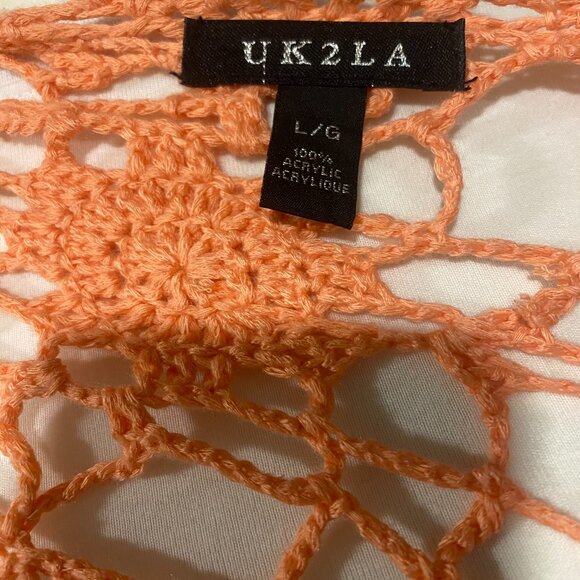 🍄464-You Are UK2LA😁💛 Salmon Mandella Crochet Vest - Picture 6 of 11